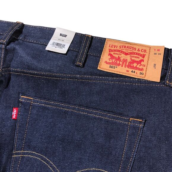 NEW Levi's 501 Original Shrink to Fit Jeans Blue Button Fly Straight Mens 44x30 - Picture 6 of 10